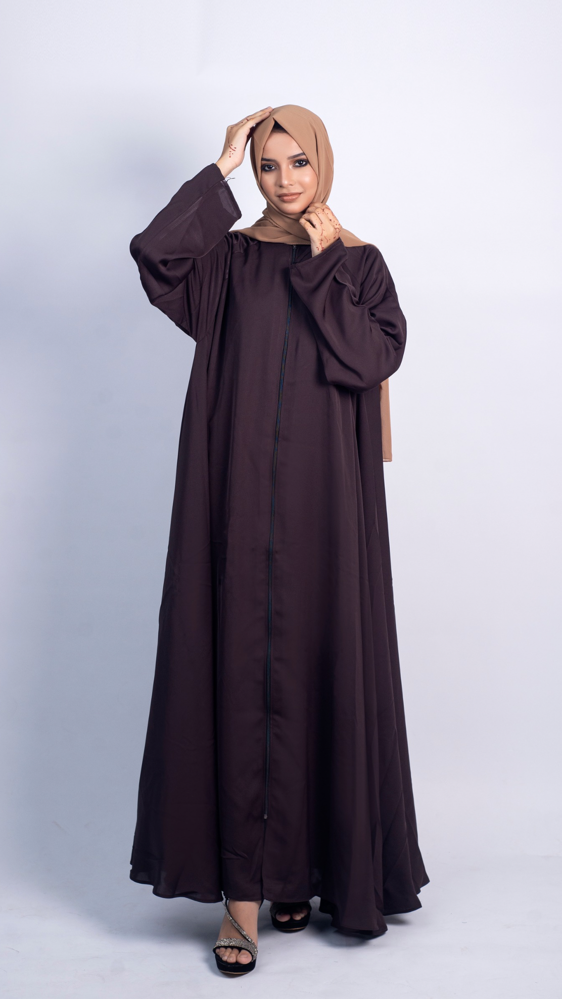 Full Zipper Abaya - Chocolate (With Free Delivery)