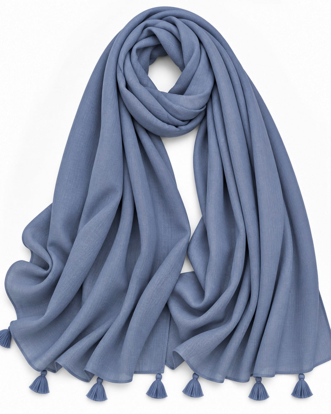 Plain With Tassels - Denim