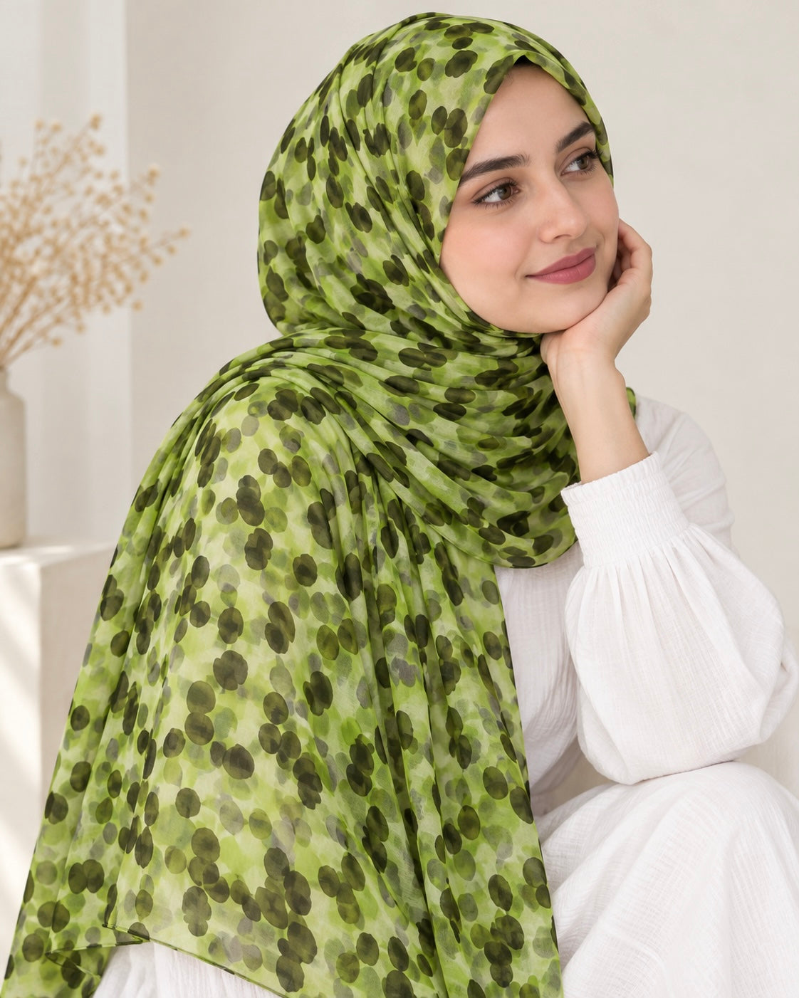 Bubbles Lawn Printed Hijabs - Green