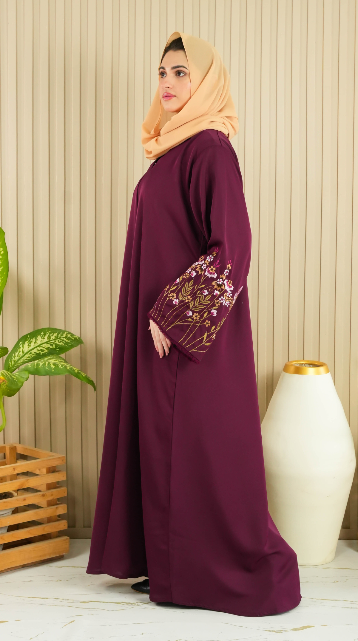 Florina Signature Abaya - Plum (With Free Delivery)