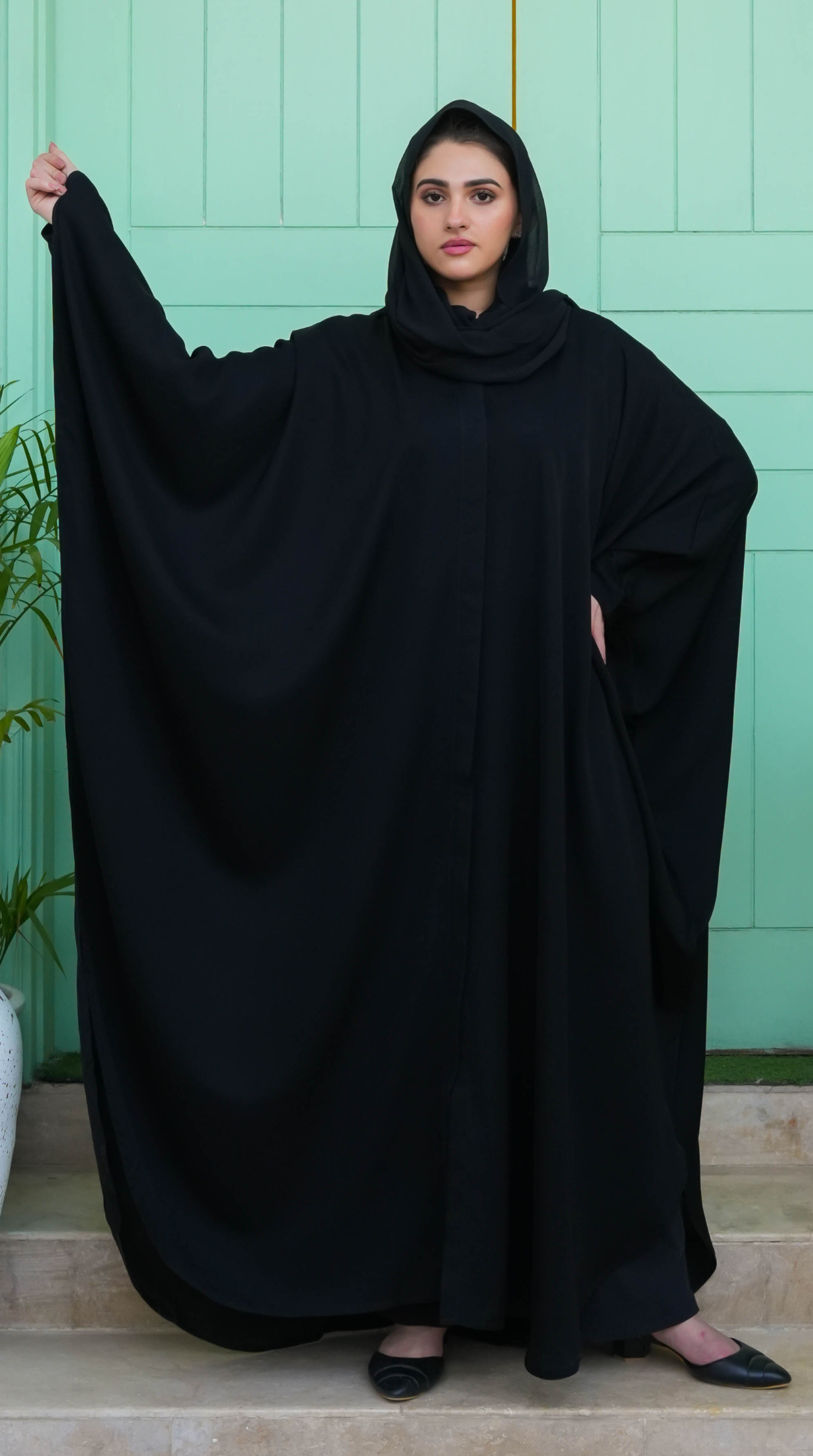 Butterfly Abaya (Front Open)- Black