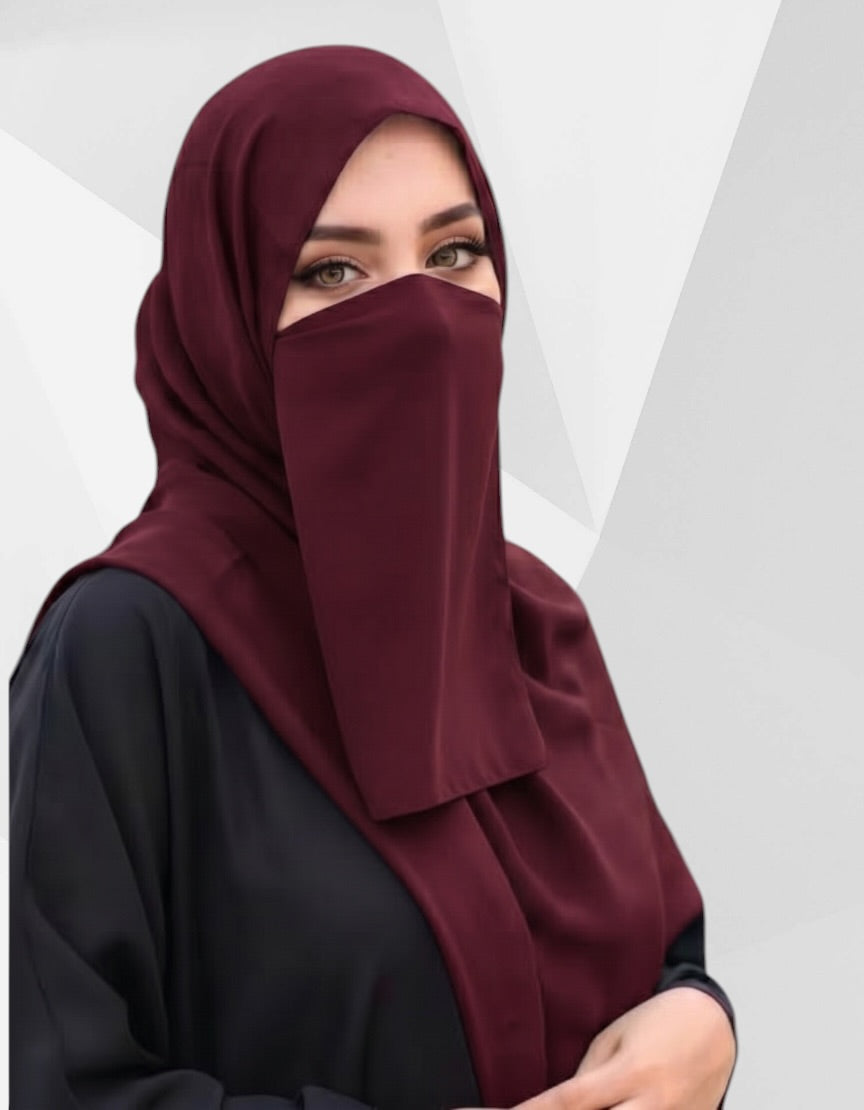 Matching Hijab & Niqab Sets - Maroon