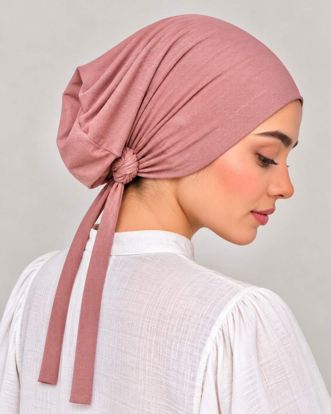 Imported Tie back Full Covered Hijab Cap – Blush
