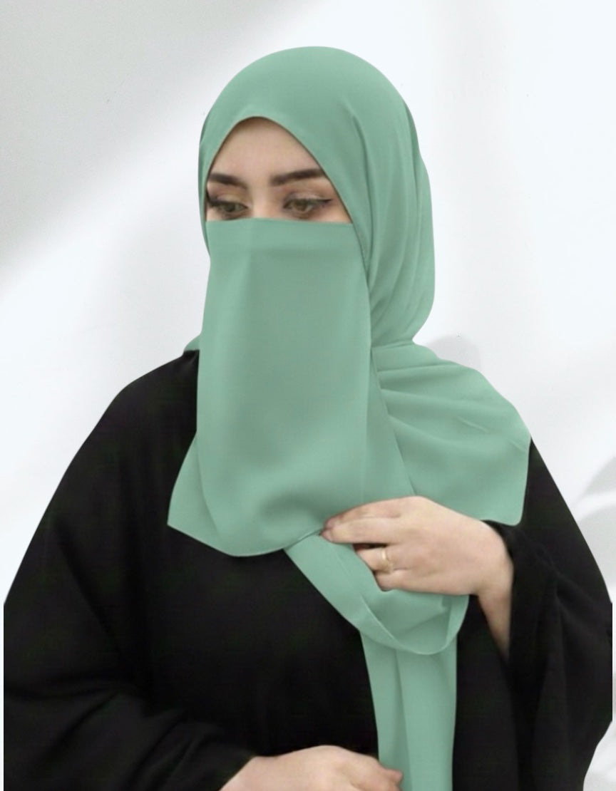 Matching Hijab & Niqab Sets - Pastel Green