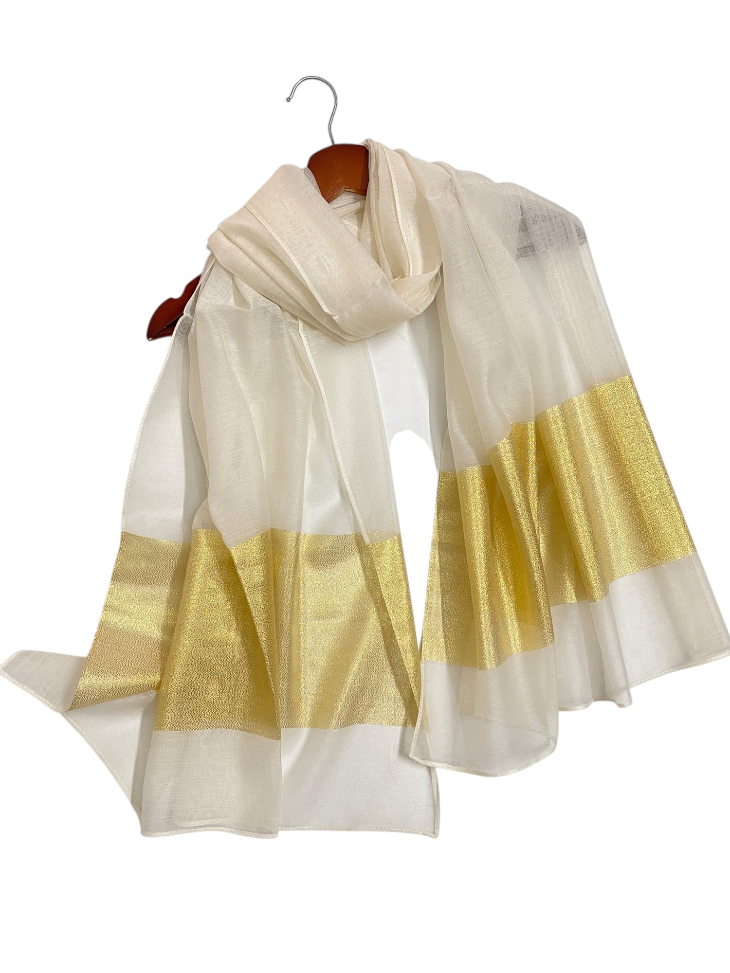 Organza Border Hijab - Cream