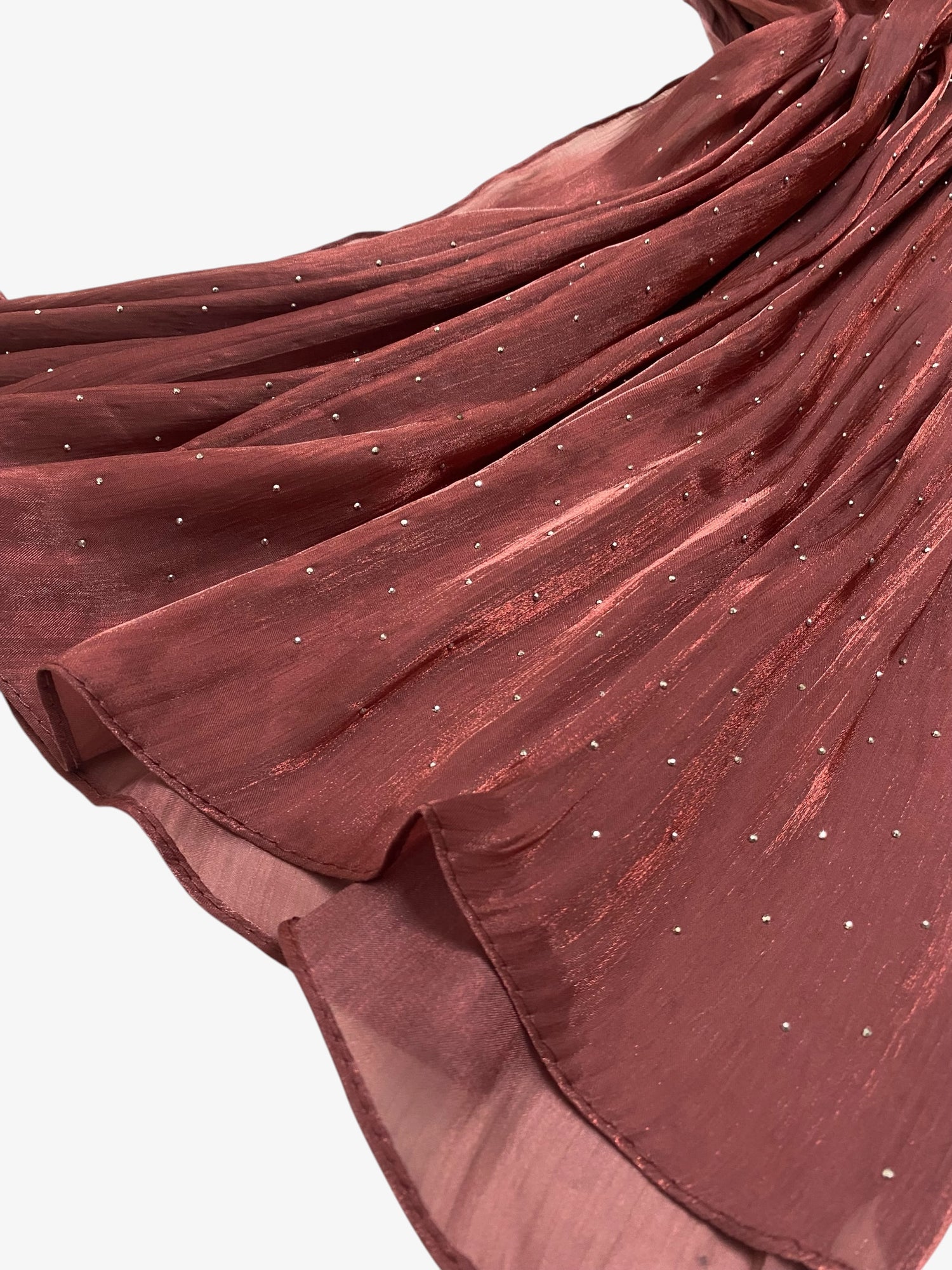 Stardust Organza Stoned Hijab - Onion Pink