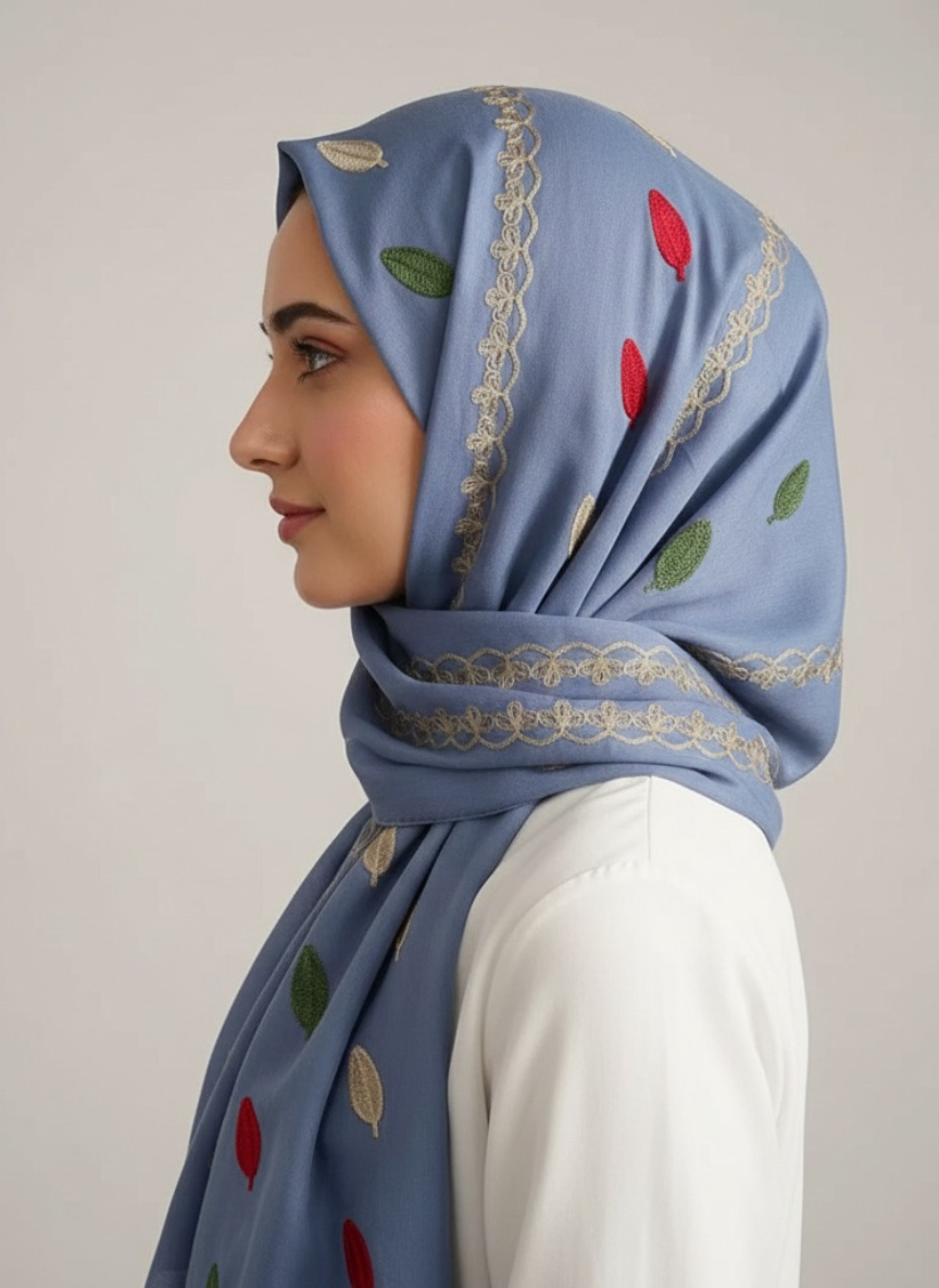 Dynasty – Denim: A close-up of dark blue denim fabric with visible stitching and texture.