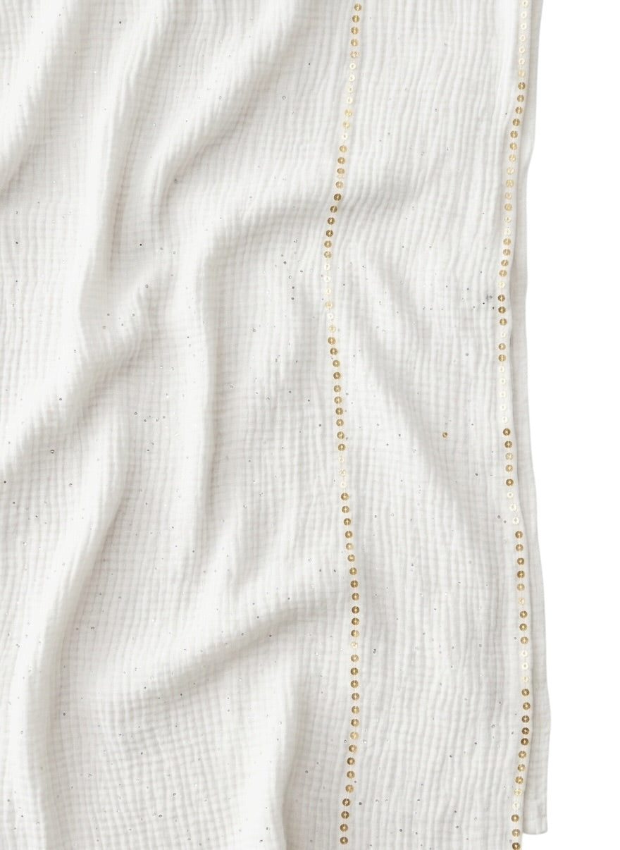 Ripple - Glitter Sequins Hijab XL Size - Pearl White