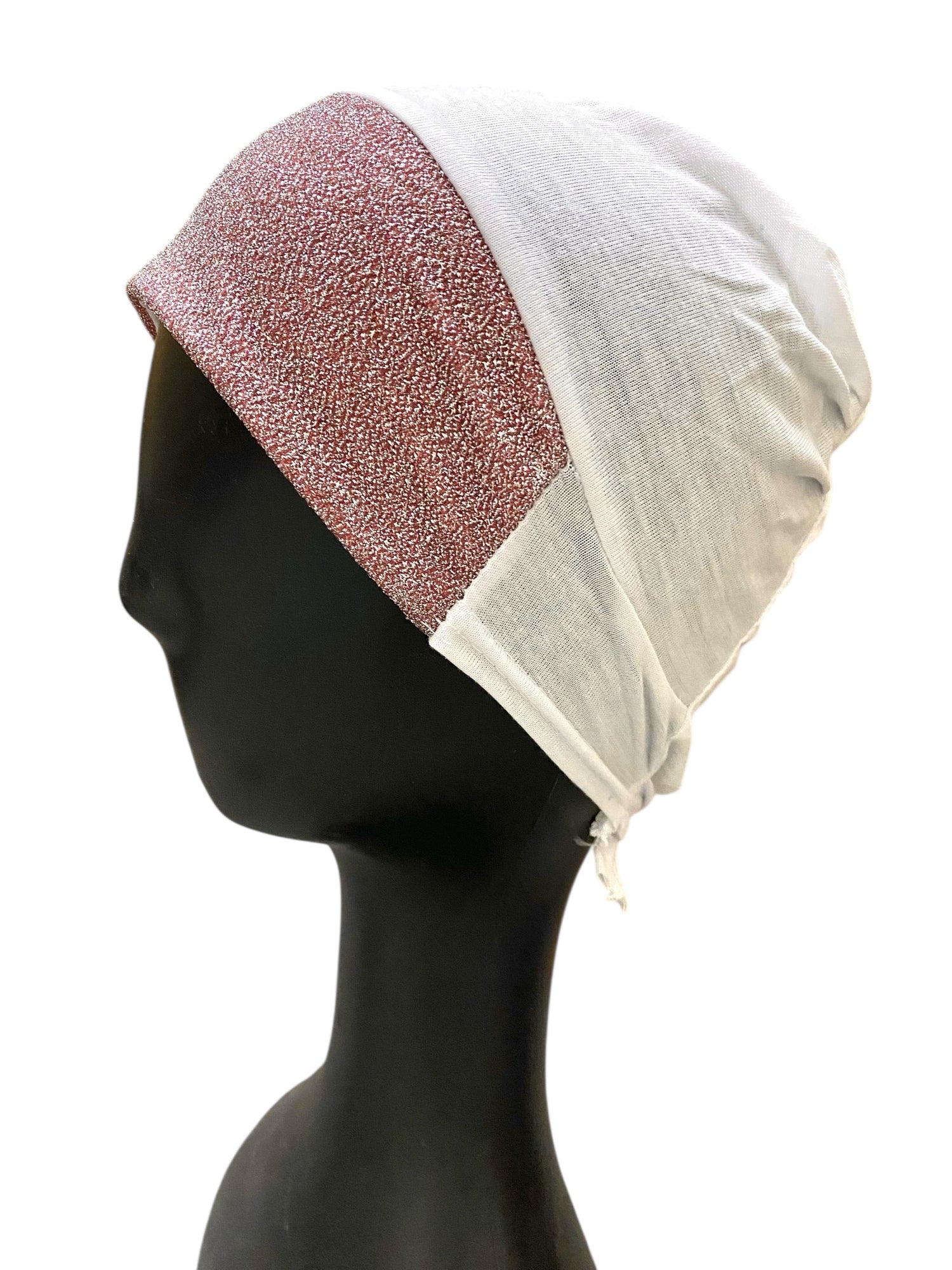Moonlight Full Covered Hijab Cap – White and Mauve