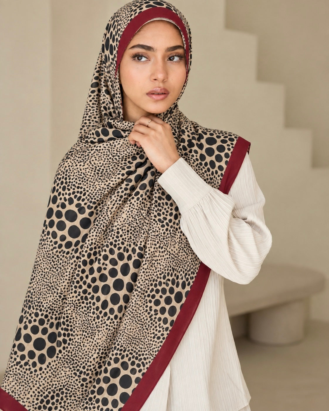 Sable Printed Lawn Hijab - Maroon