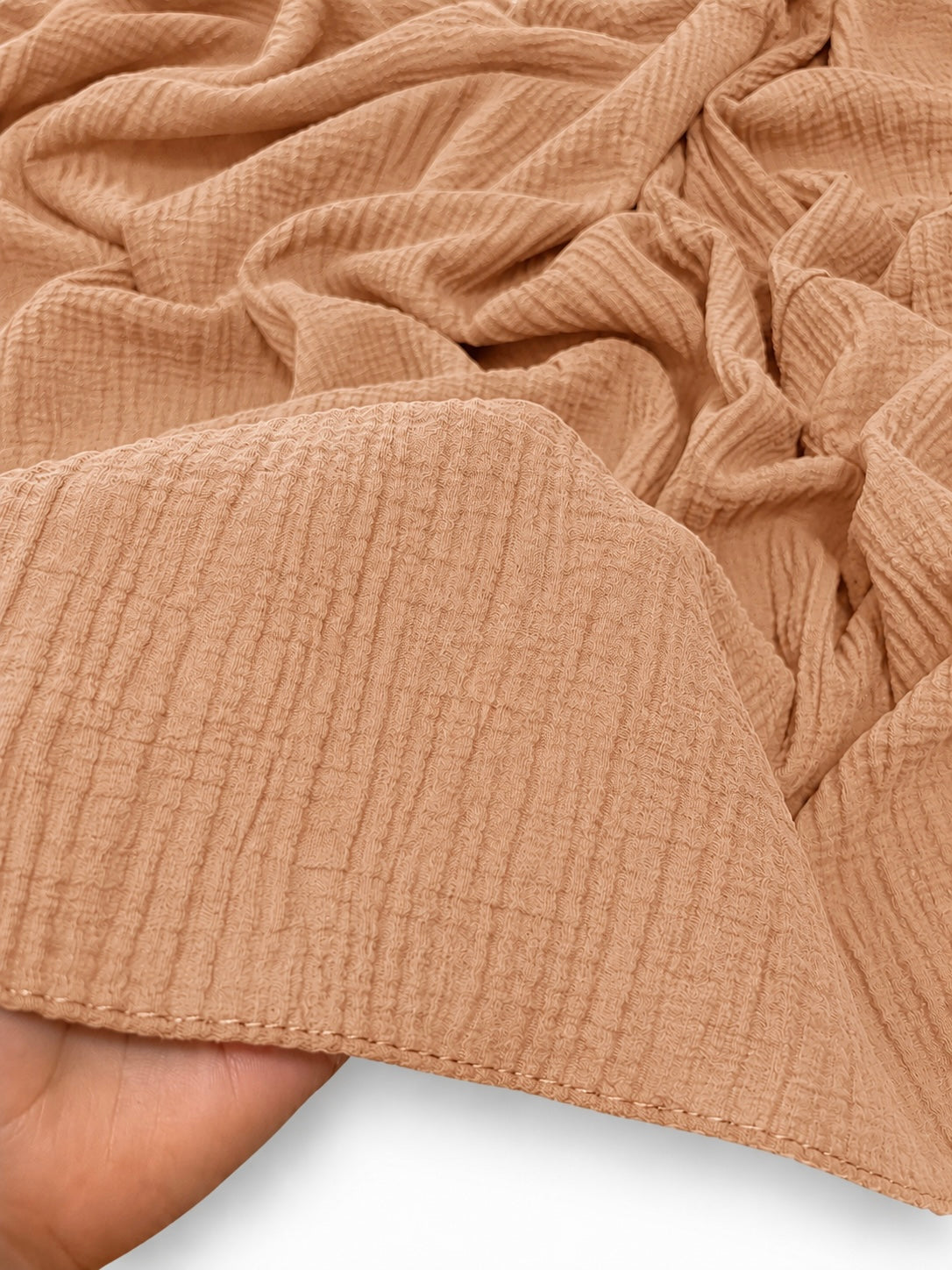 Ripple Pleated Hijab XL Size - Almond