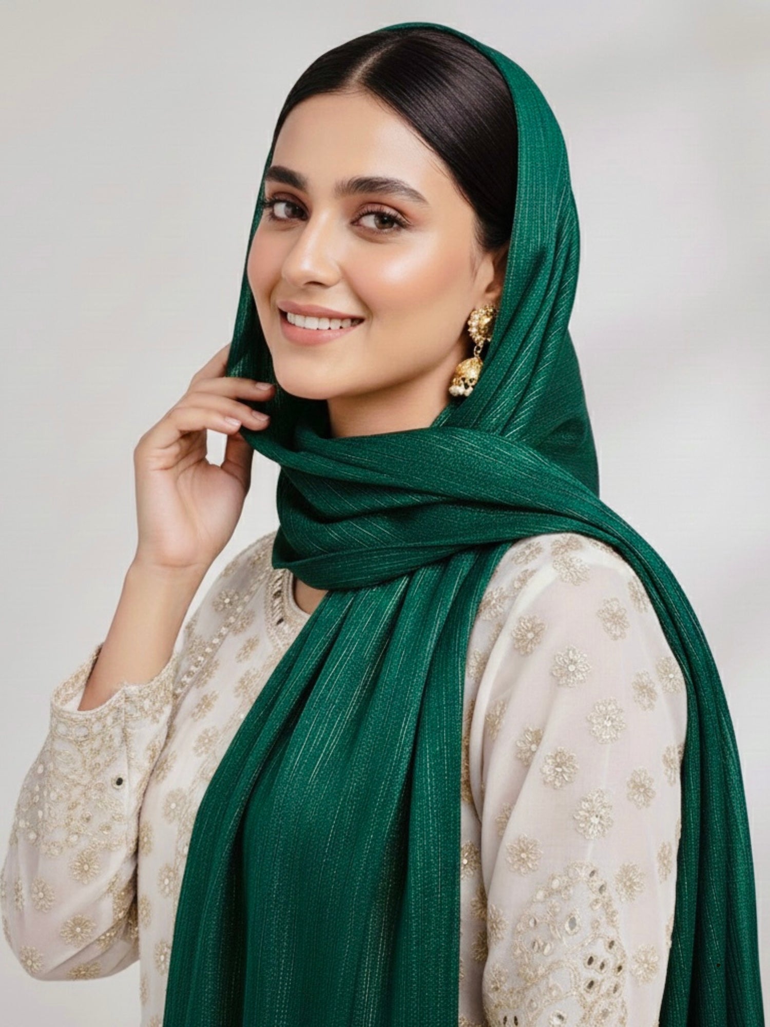 Gleamz Crinkle Silk Hijab – Teal