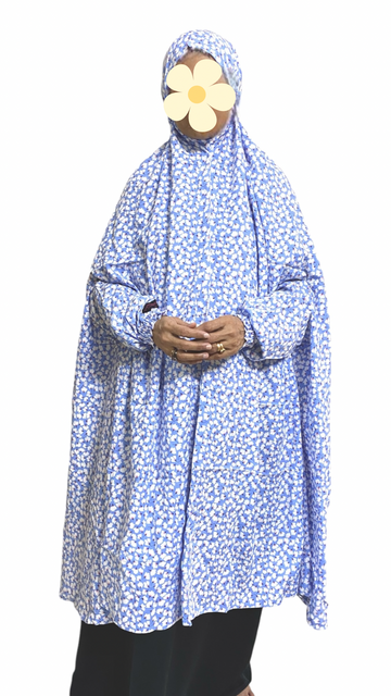 Premium 3 Quarter Namaz Chadar with Sleeves (Imported Fabric) - Sky Blue