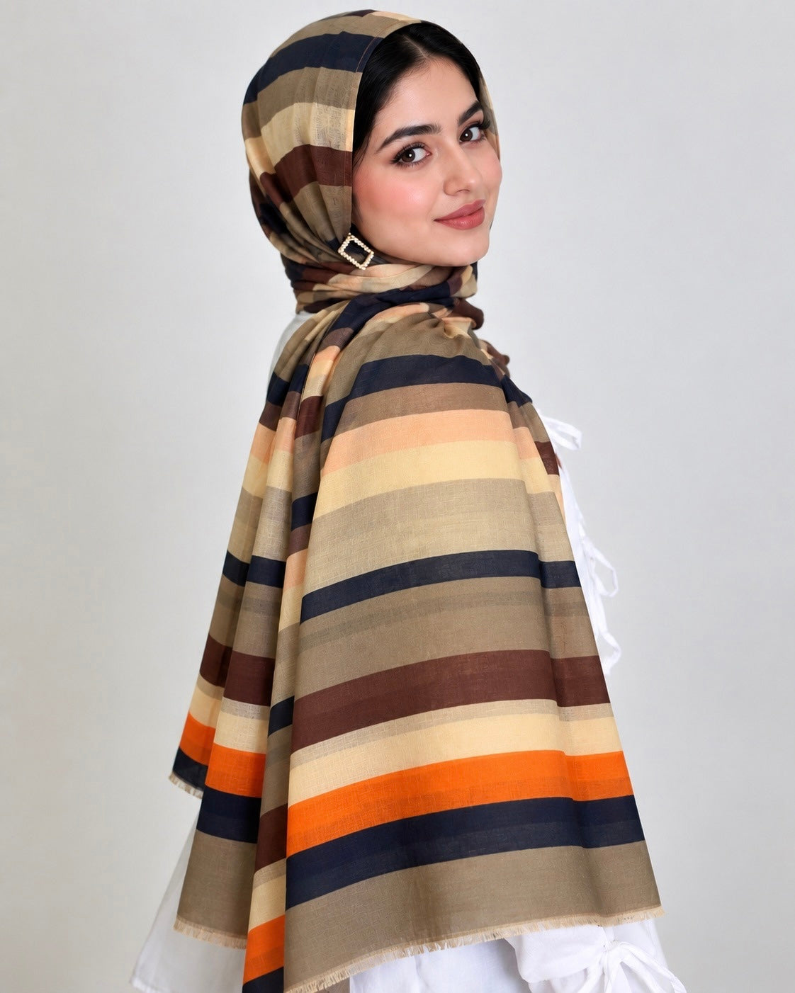 Meridian Printed Lawn Hijab - Beige