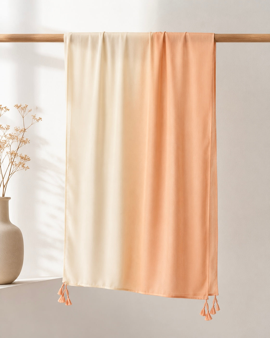 Ombre Tassels Hijab - Apricot