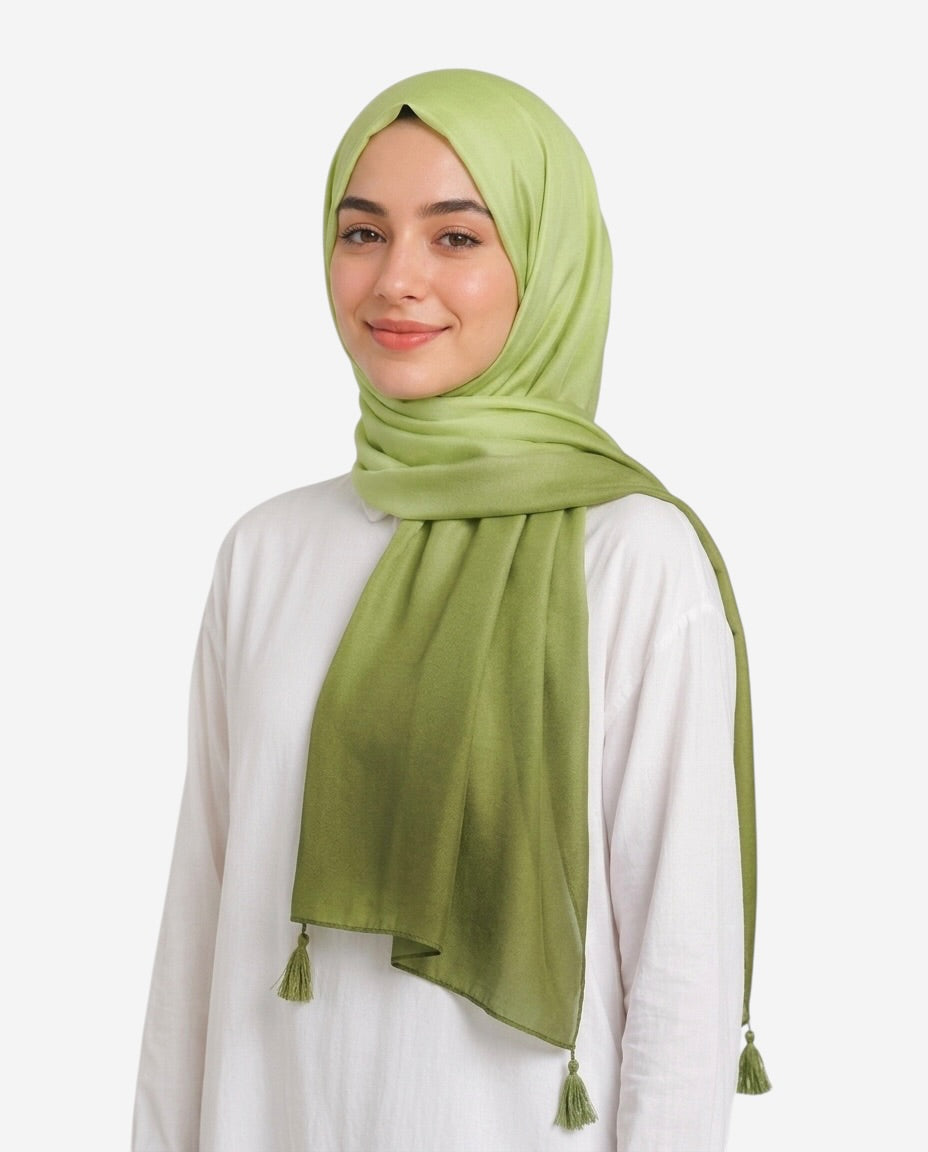 Ombre Tassels Hijab - Matcha