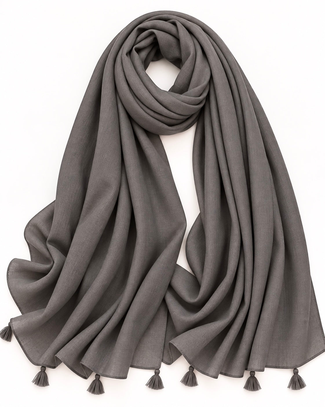 Plain With Tassels - Smoke Grey