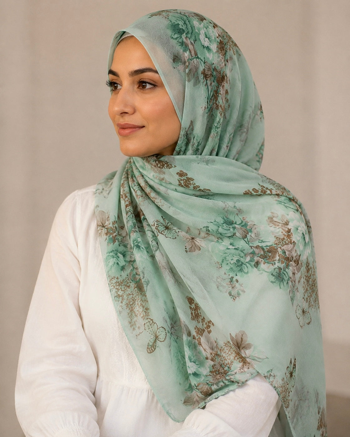 Aria Lawn Printed Hijabs - Mint