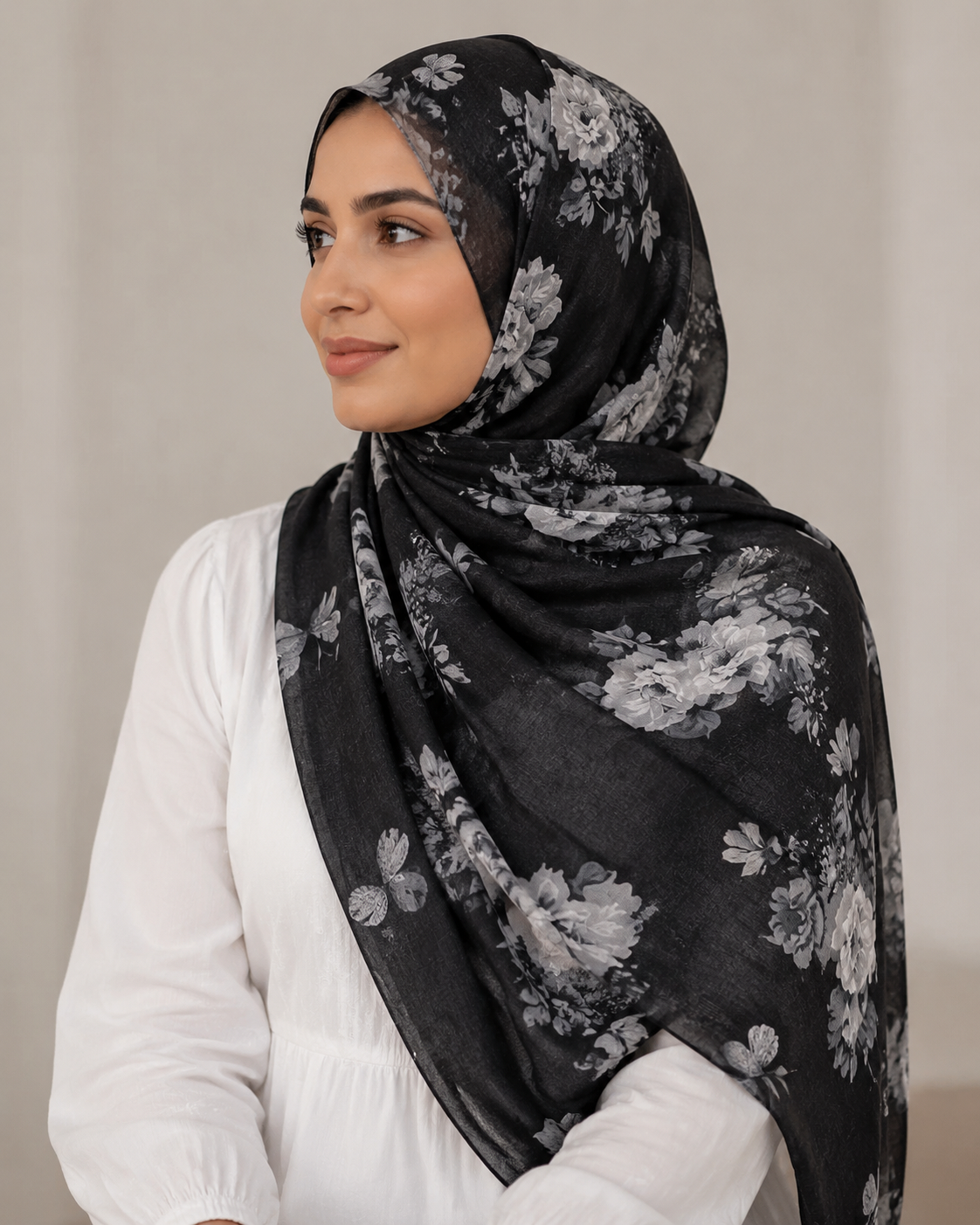 Aria Lawn Printed Hijabs - Black