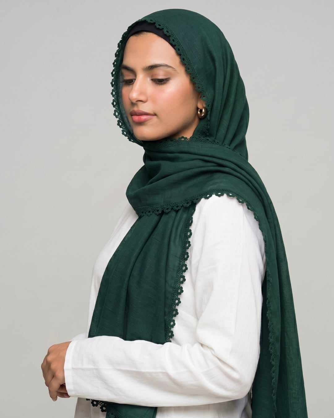 Expressions Turkish Lawn (Wider Width) Lace Hijab - Sacramento