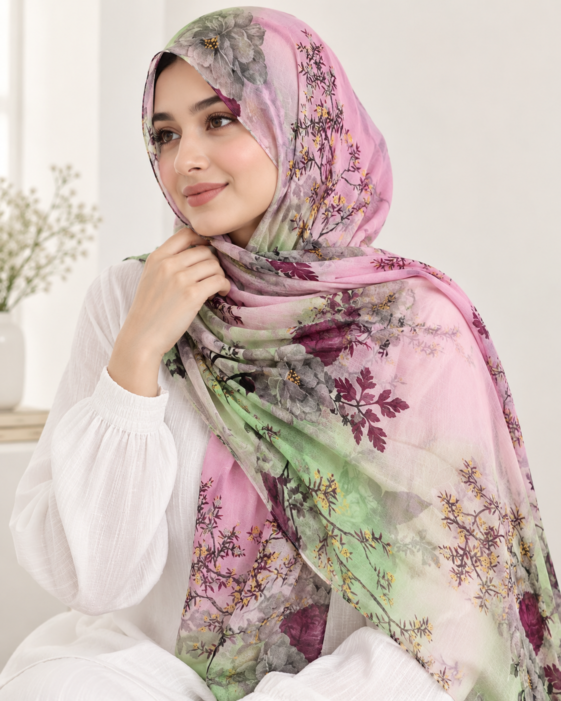 Maple Lawn Printed Hijabs - Mulberry Mist
