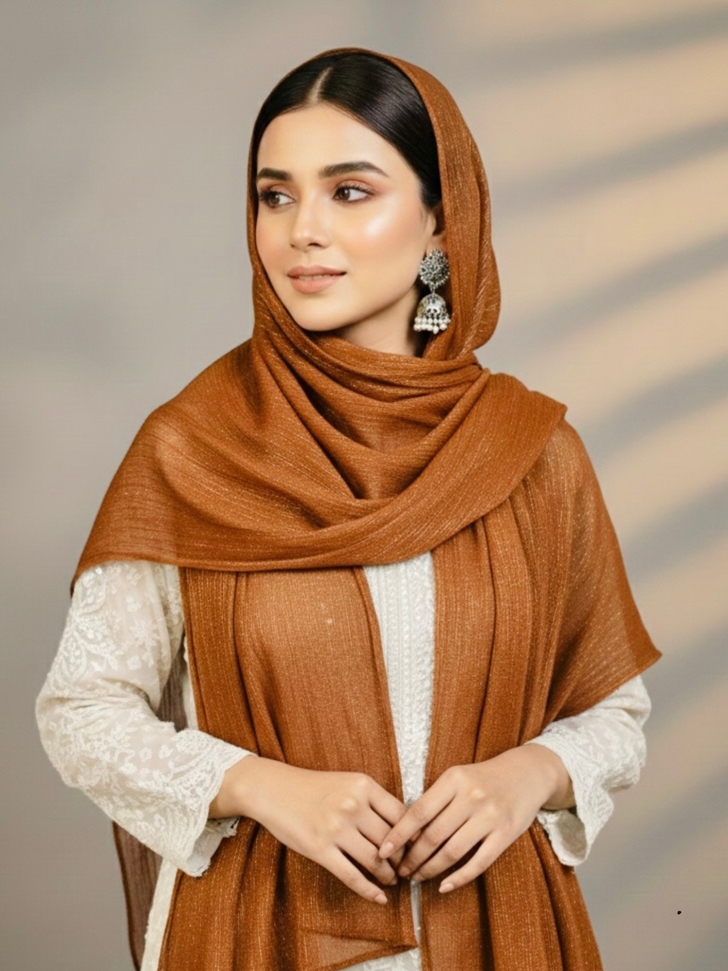Gleamz Crinkle Silk Hijab – Ginger