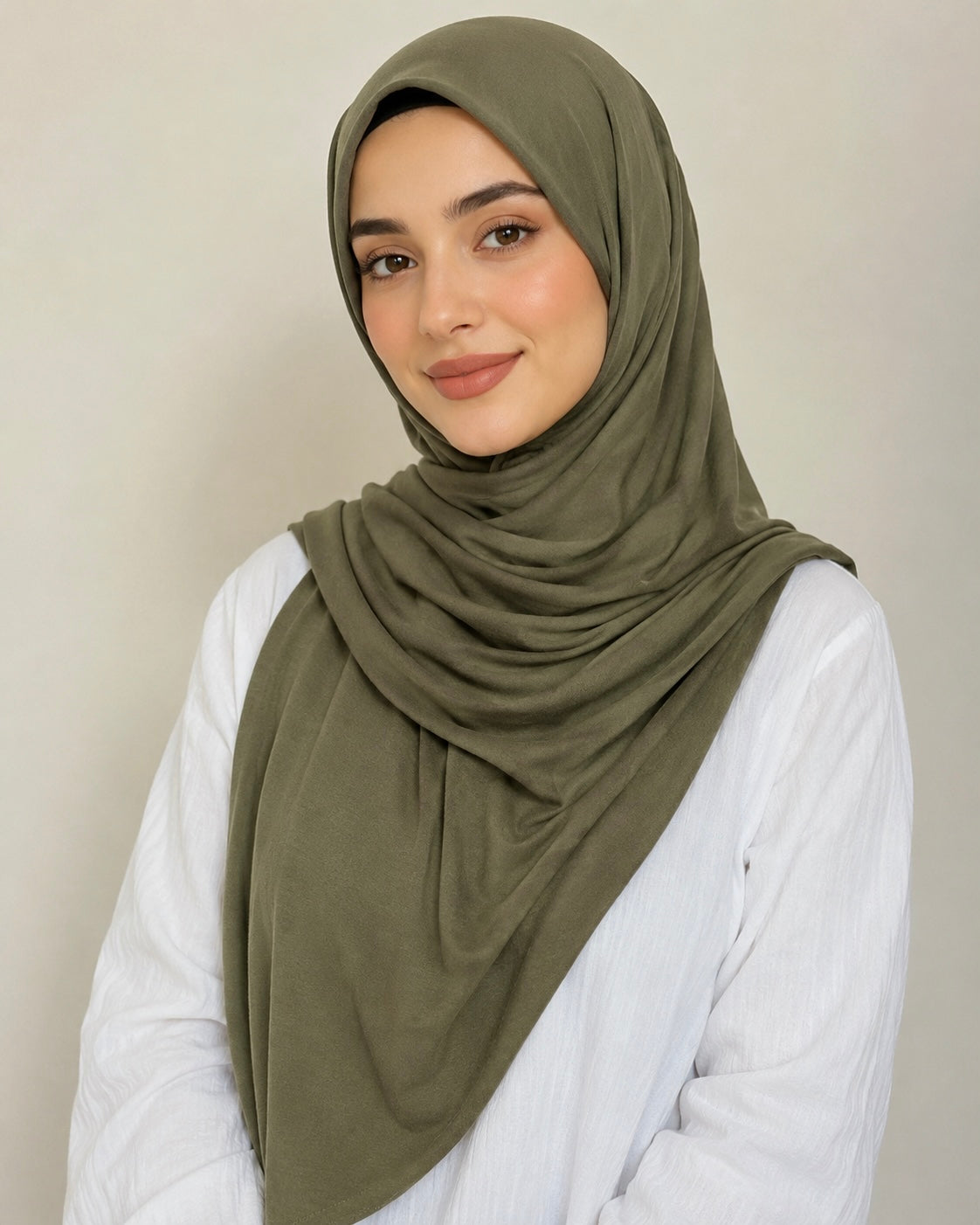 Premium Bamboo Jersey Hijab - Muted Green