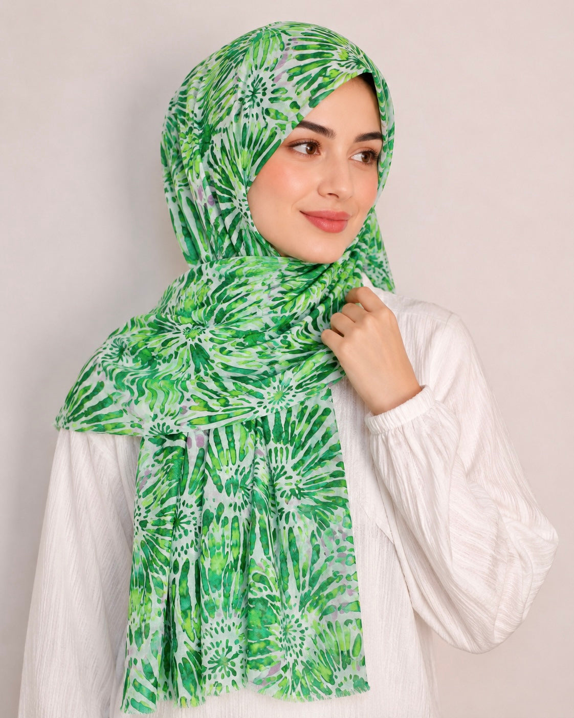 Blaze Lawn Printed Hijabs - Basil
