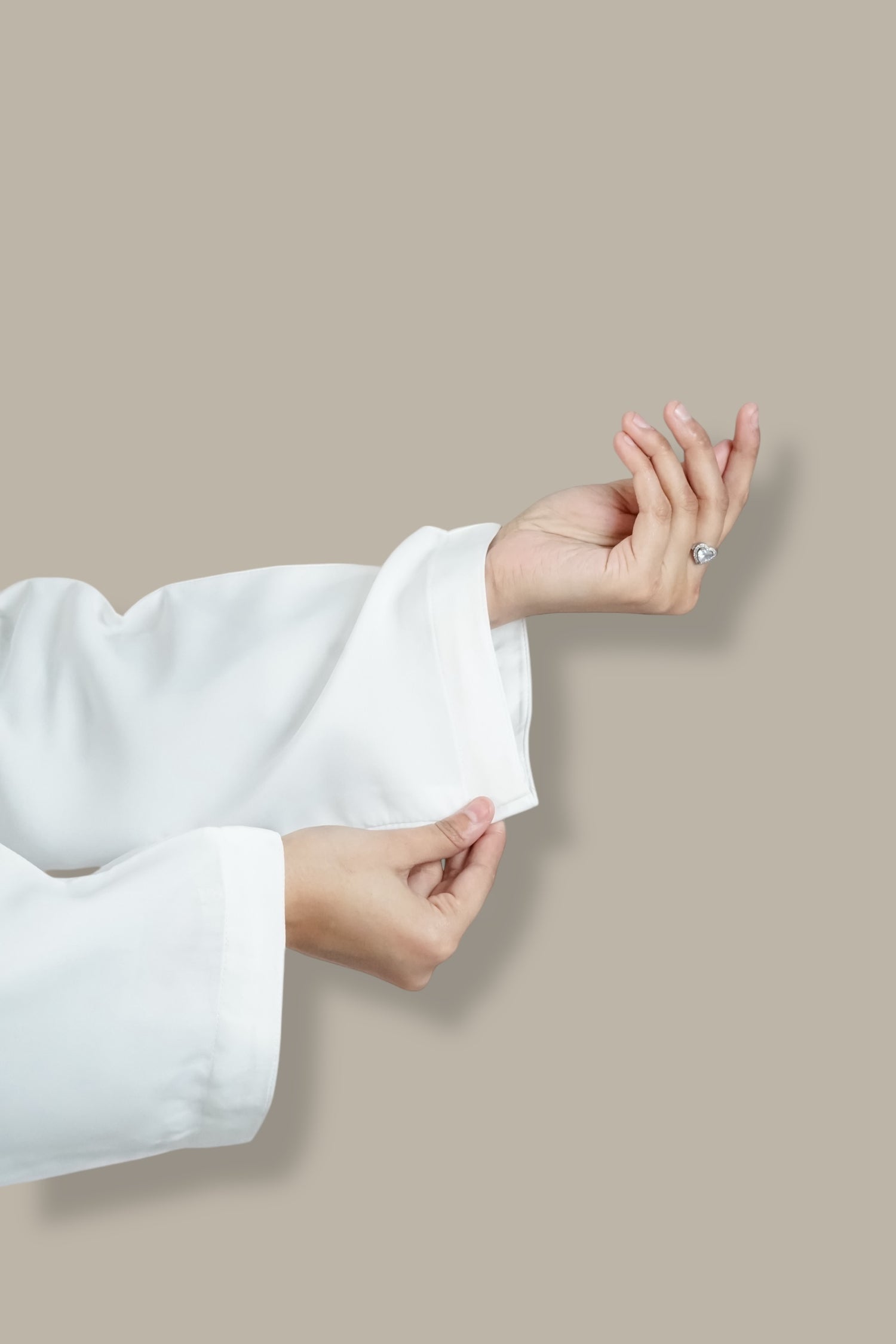 Mirage Abaya - Pearl White (Front Open)