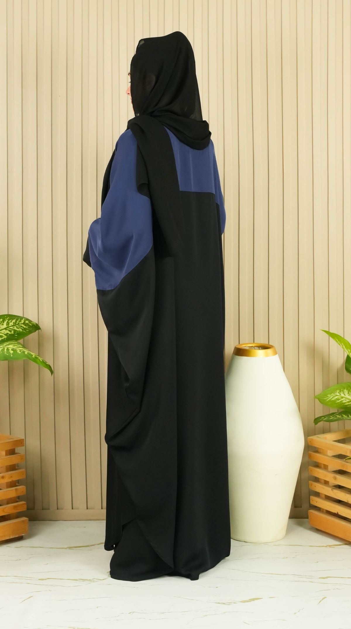 Flora Abaya - Navy Blue (With Free Delivery)