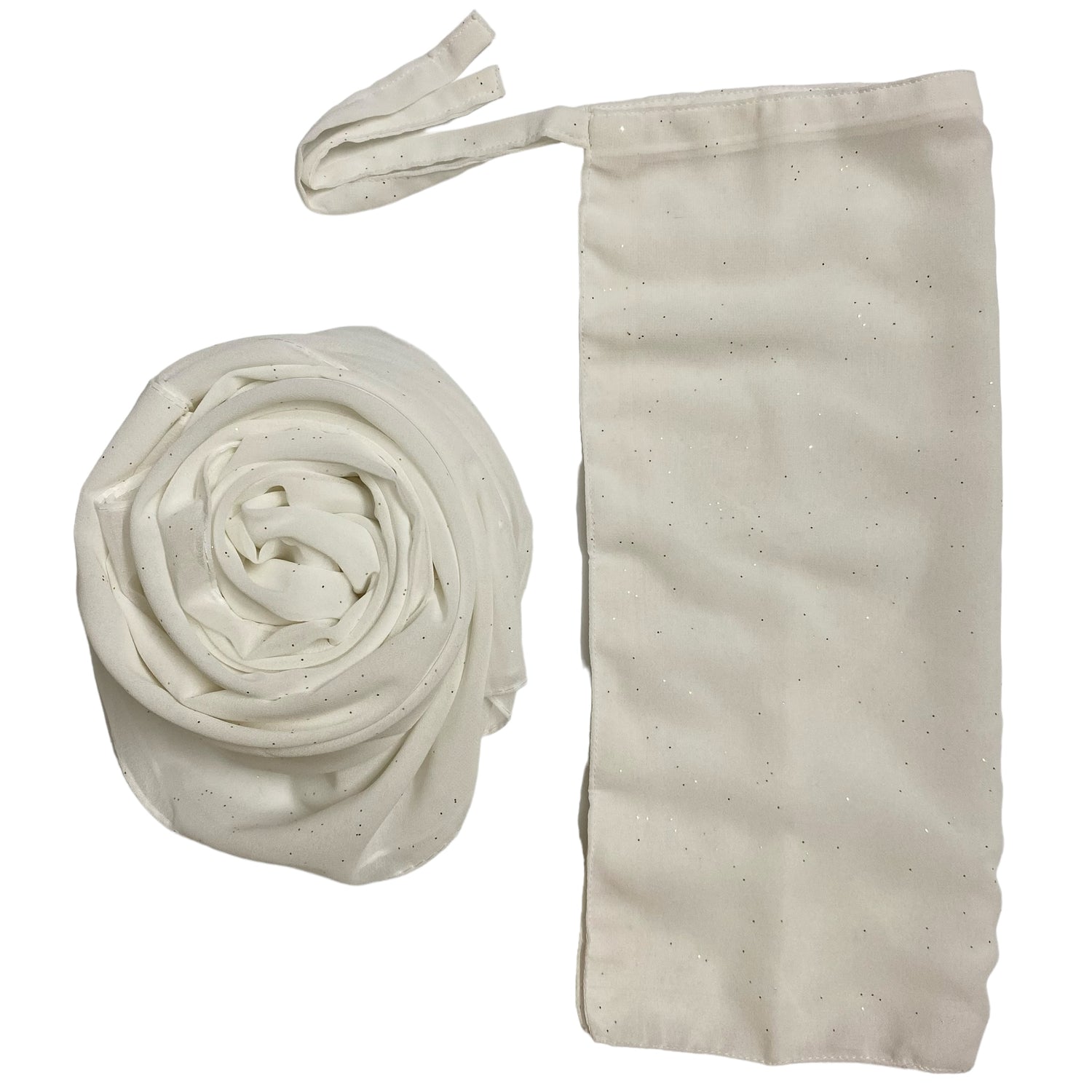 Matching Glitter Hijab & Niqab Sets - Pearl White