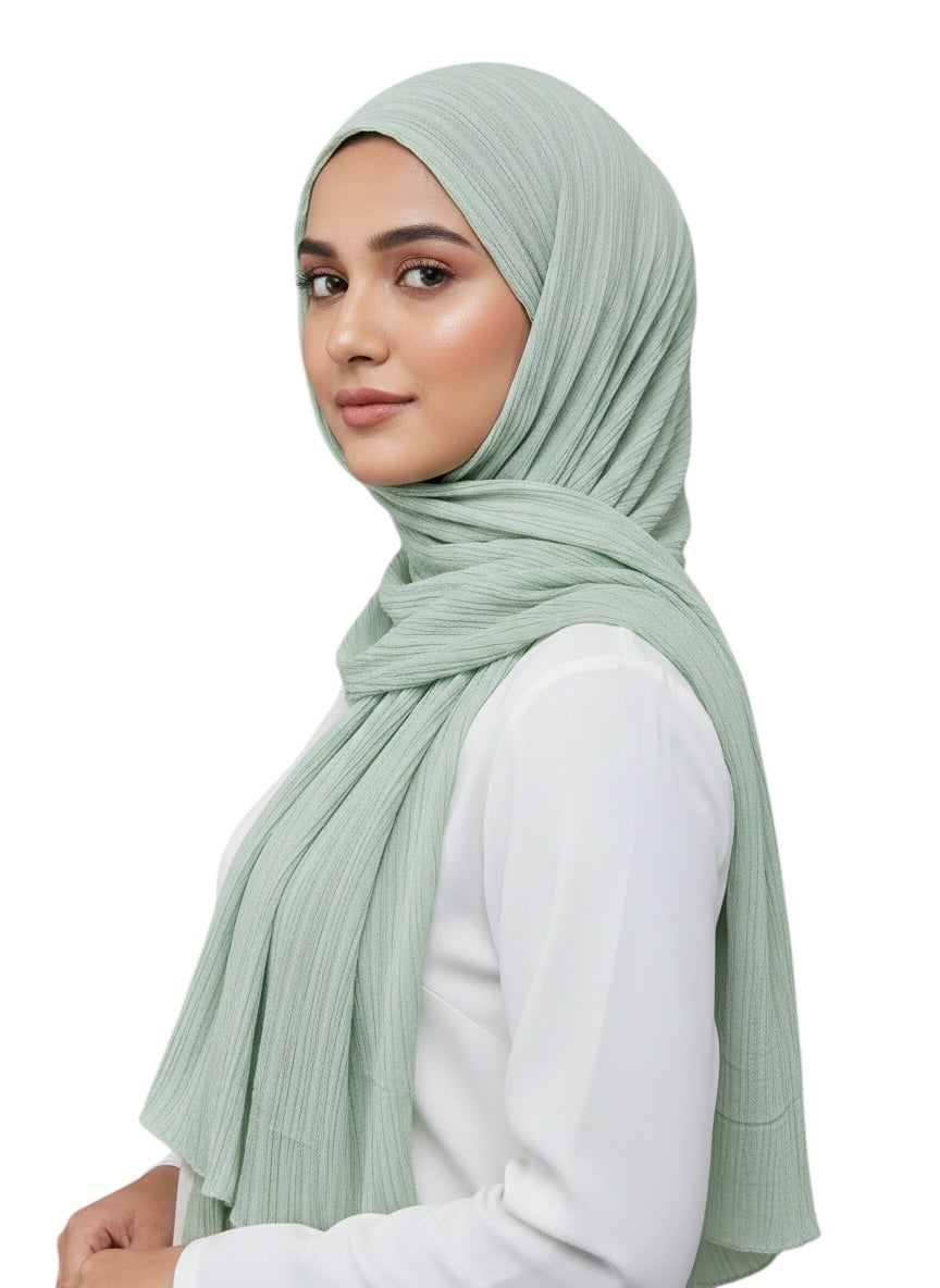 Georgette Crush Hijabs - Icy Green