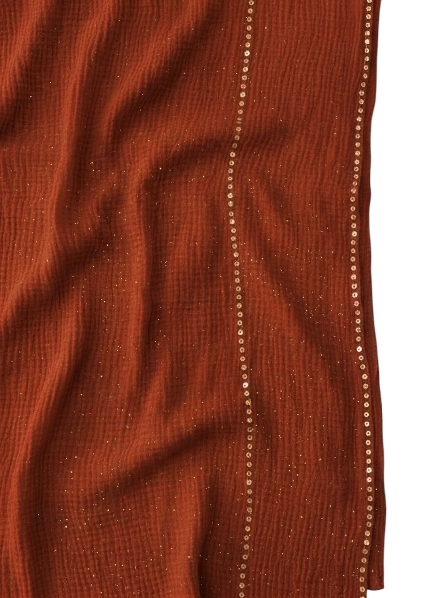 Ripple - Glitter Sequins Hijab XL Size - Rust