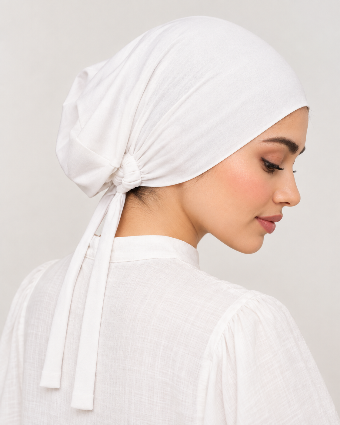 Imported Tie back Full Covered Hijab Cap – White