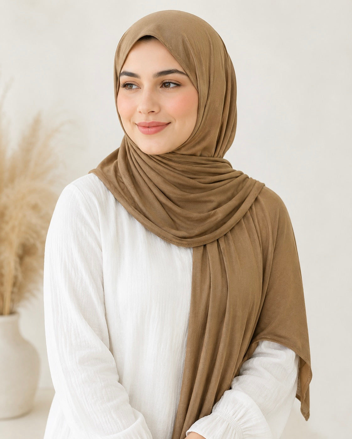 Premium Bamboo Jersey Hijab - Camel