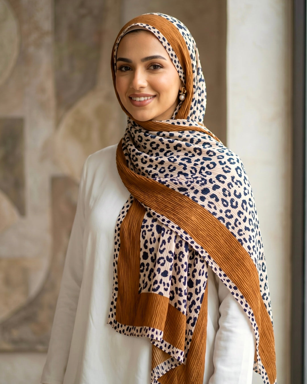Savannah Pleated Hijab - Caramel