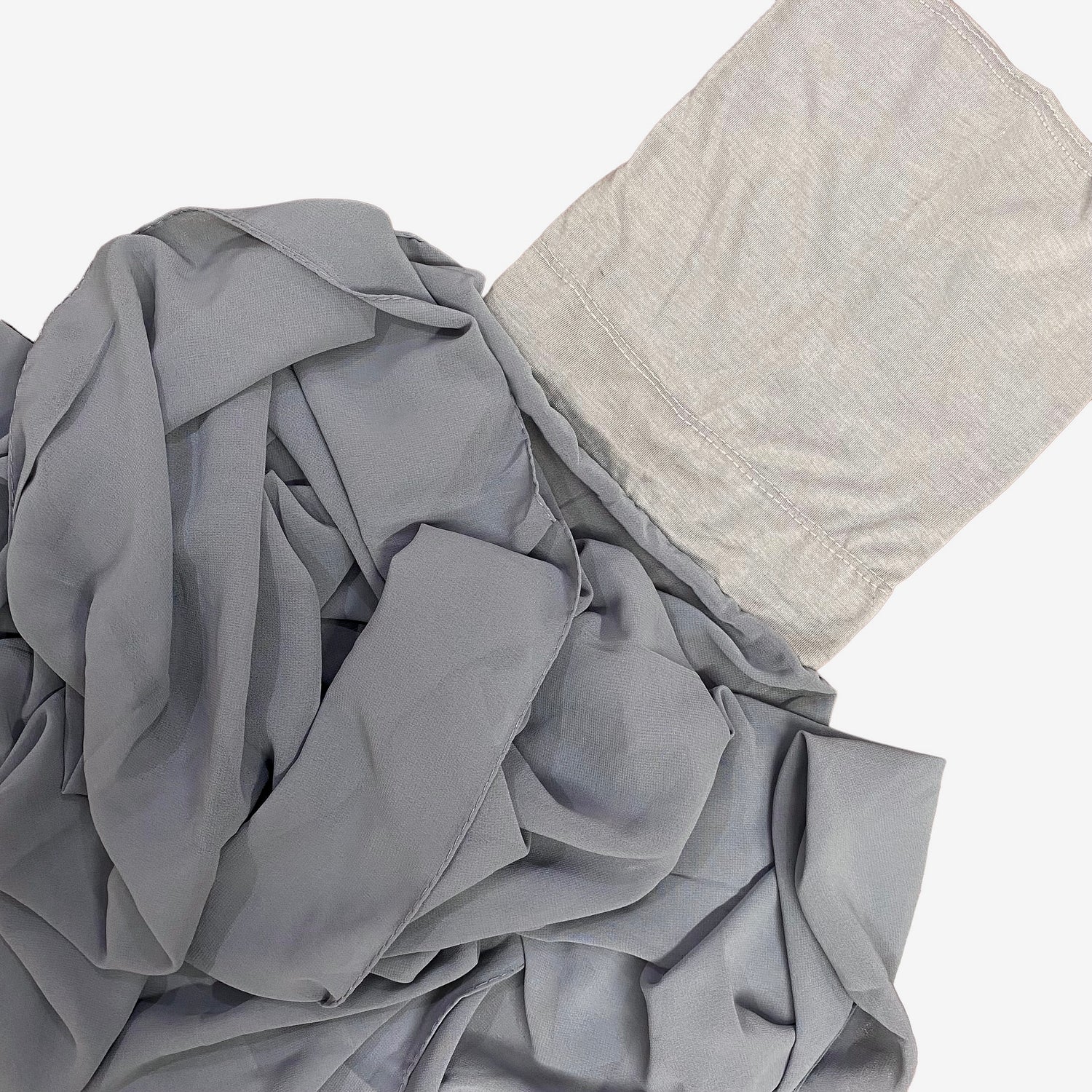 Georgette hijab with attach cap - Grey