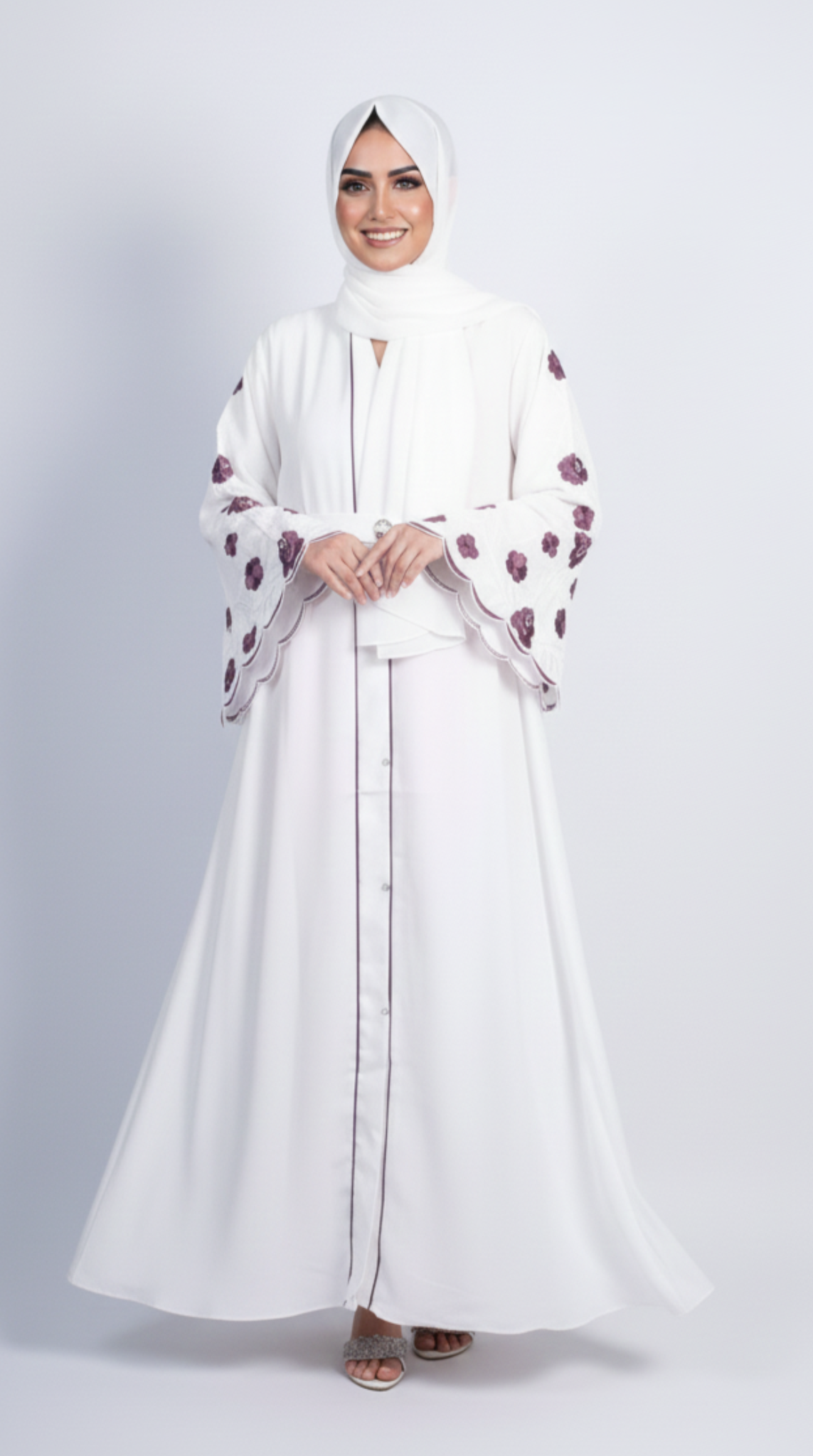 Meadows Abaya White Series (Plum) With Free Delivery