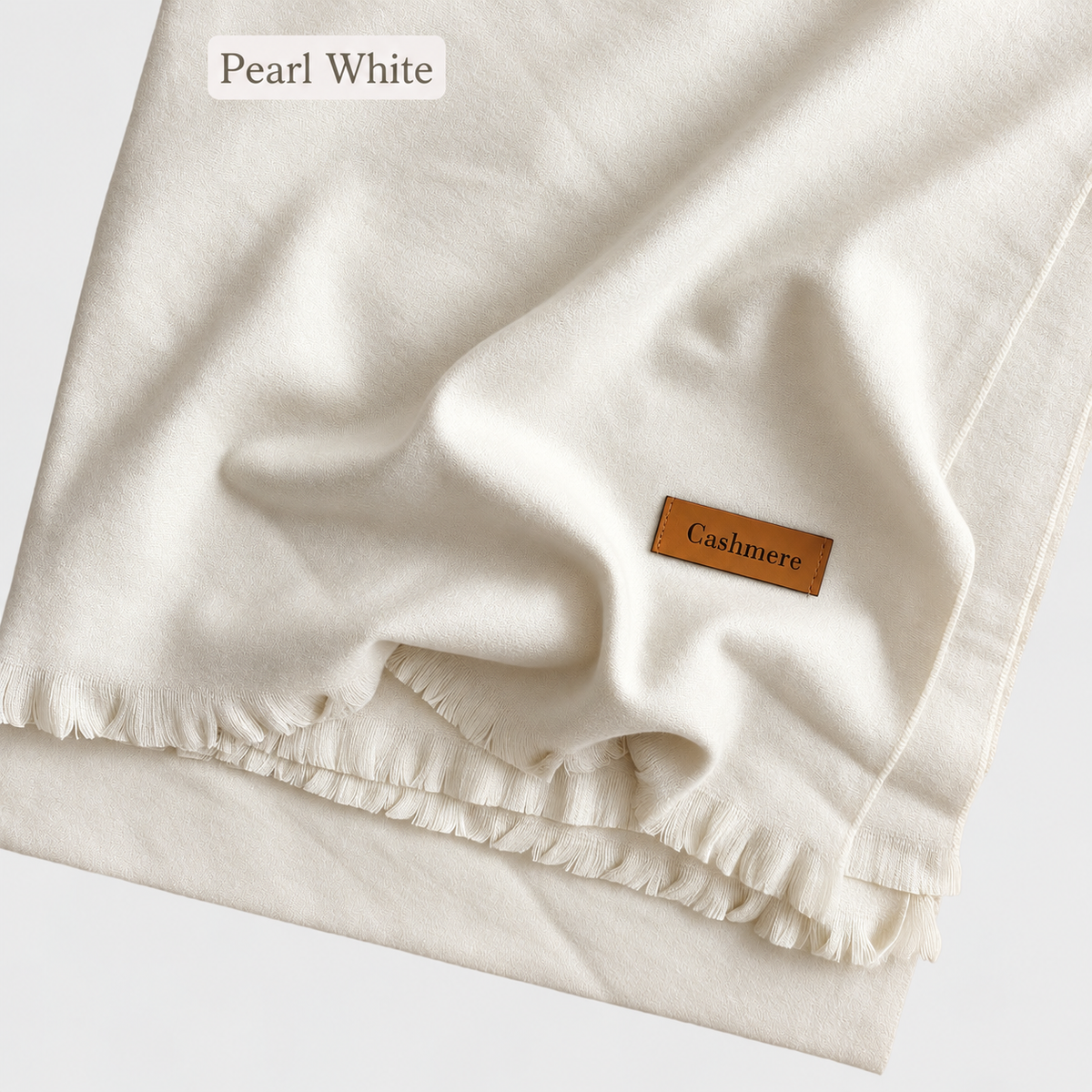 Plain Woolen Cashmere - Pearl White