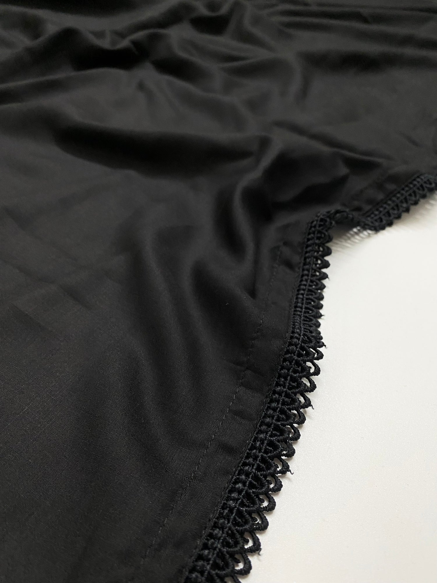 Premium Flat Plain Black Dupatta 9 (Imported Fabric)