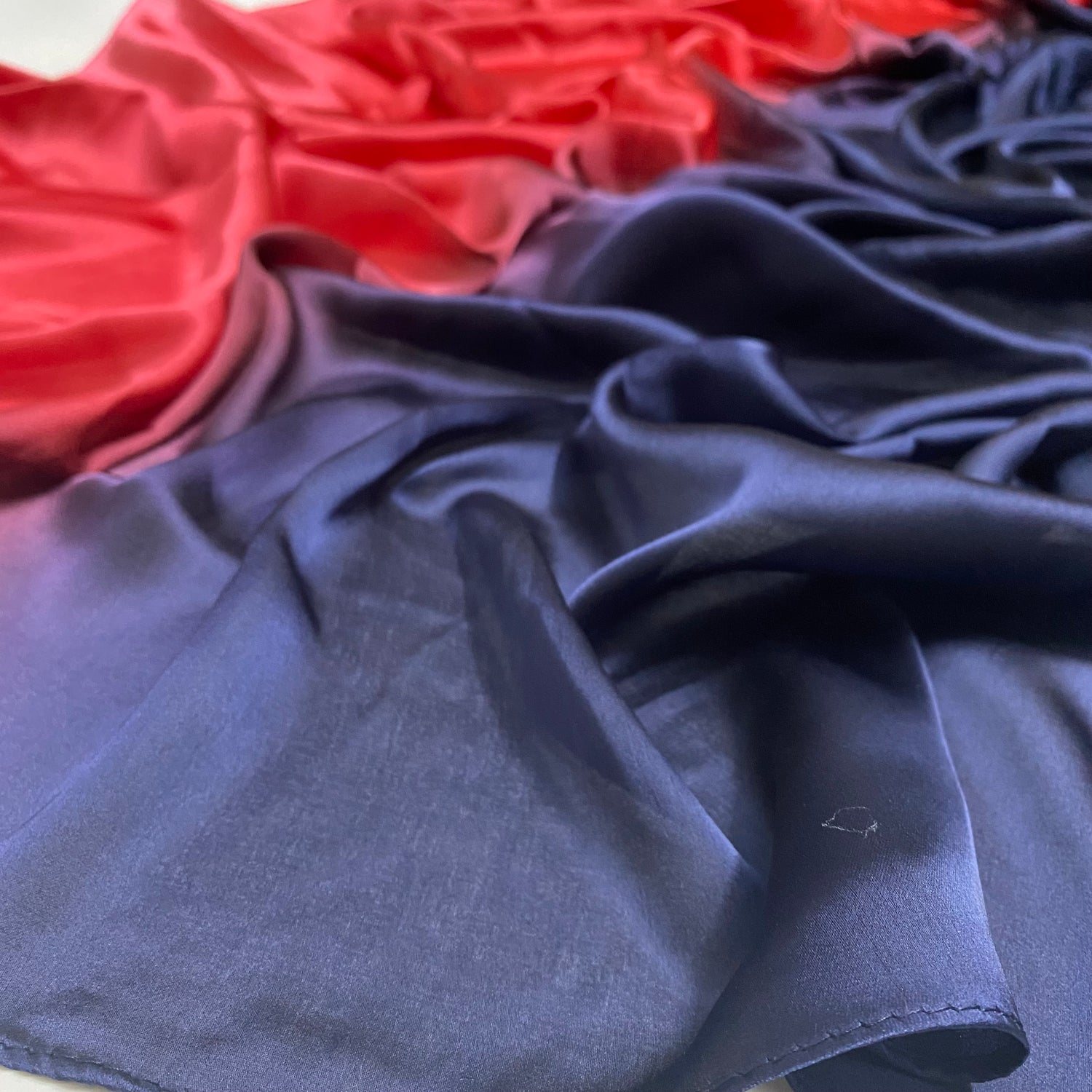 Twilight Silk Hijab - Navy & Dull Red