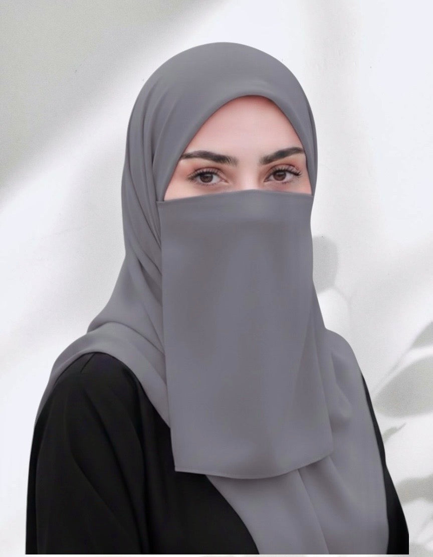 Matching Hijab & Niqab Sets - Ash Grey
