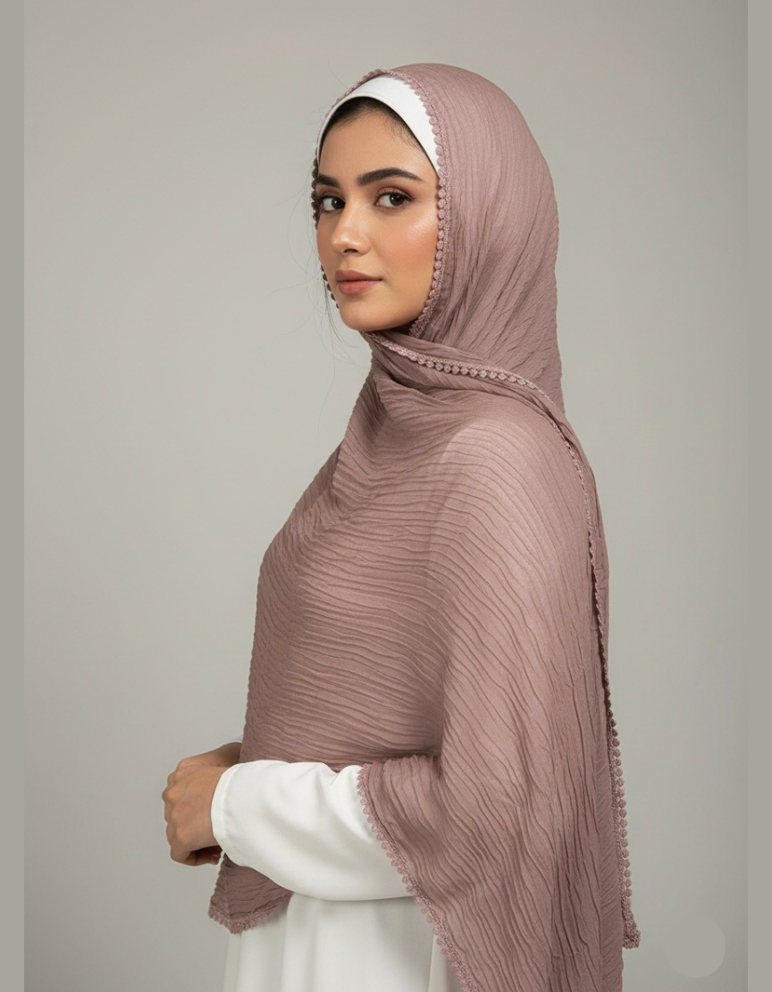 Rawaa Pleated Hijabs – Mauve