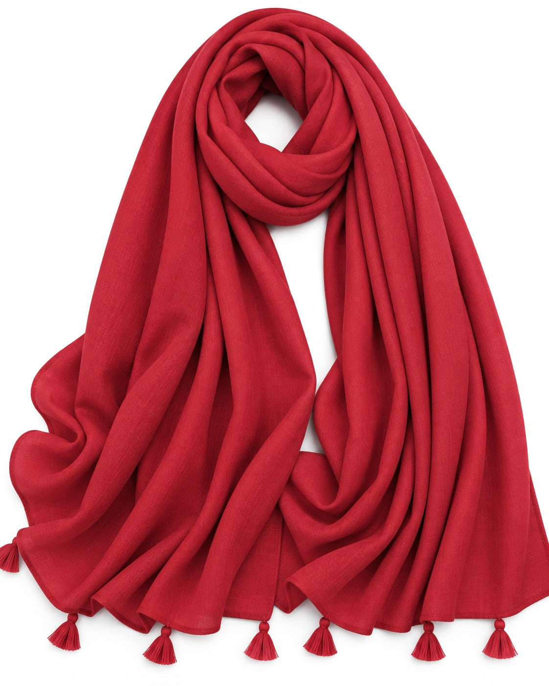 Plain With Tassels - Red