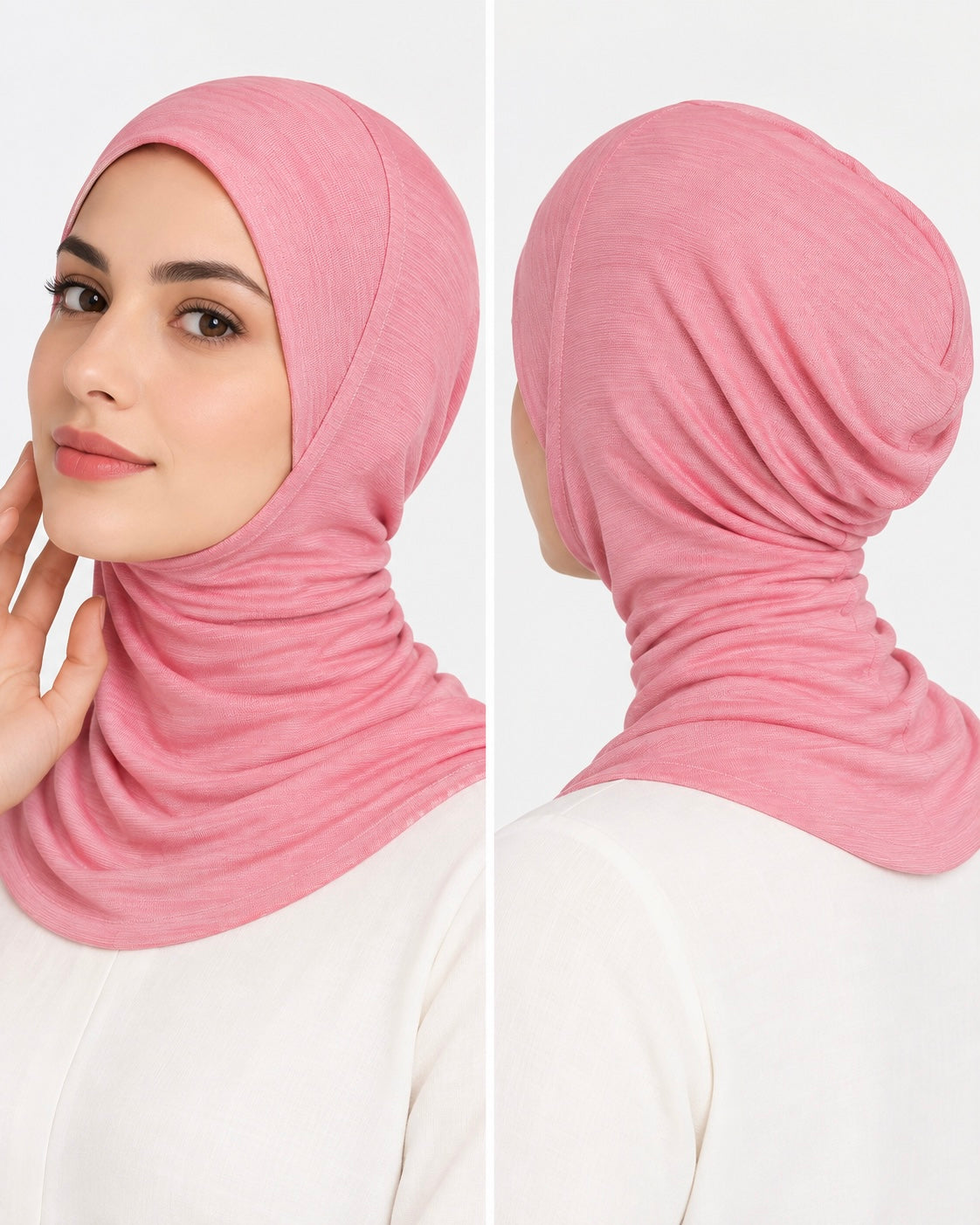 Neck Cover Hijab Cap - Baby pink
