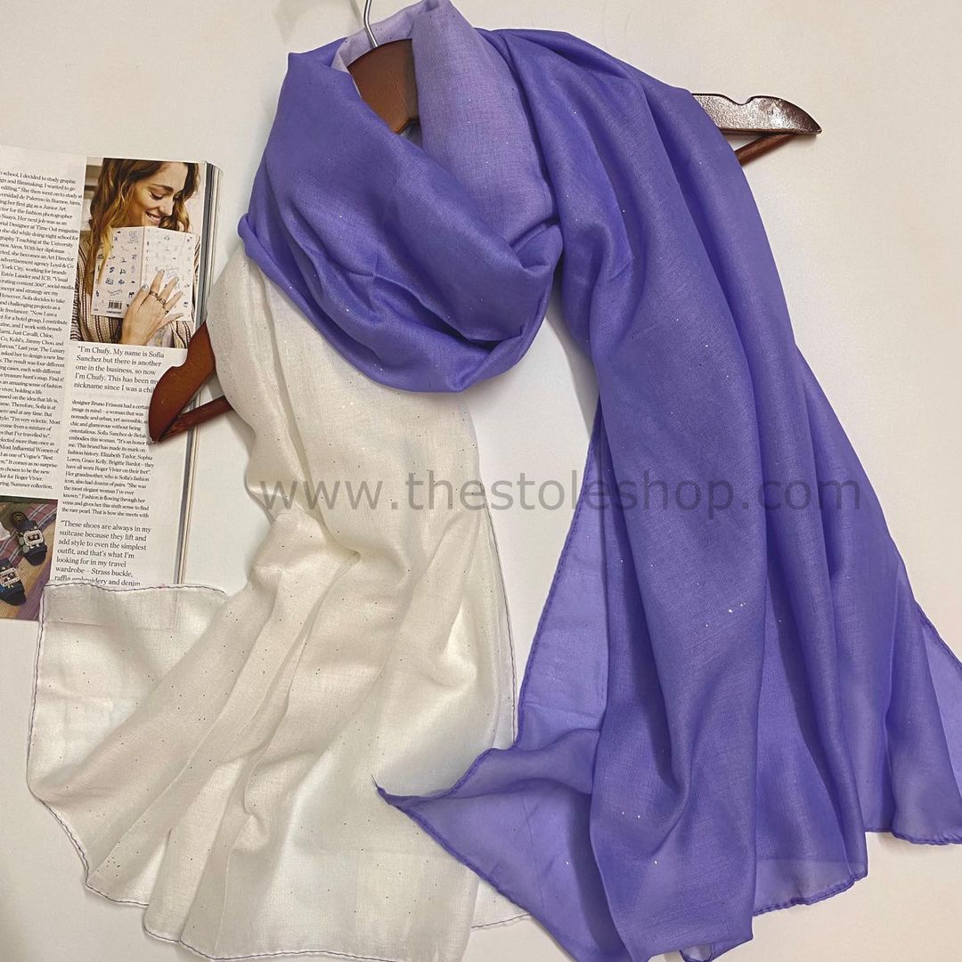 Glittered Ombre – Dusty Purple & Pearl White