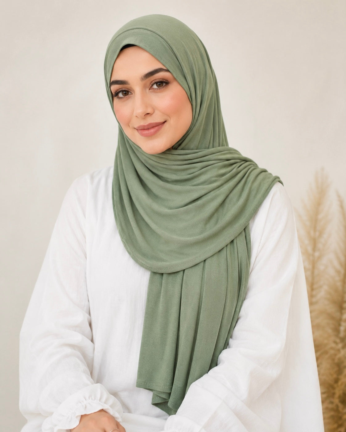 Premium Bamboo Jersey Hijab - Sage Green