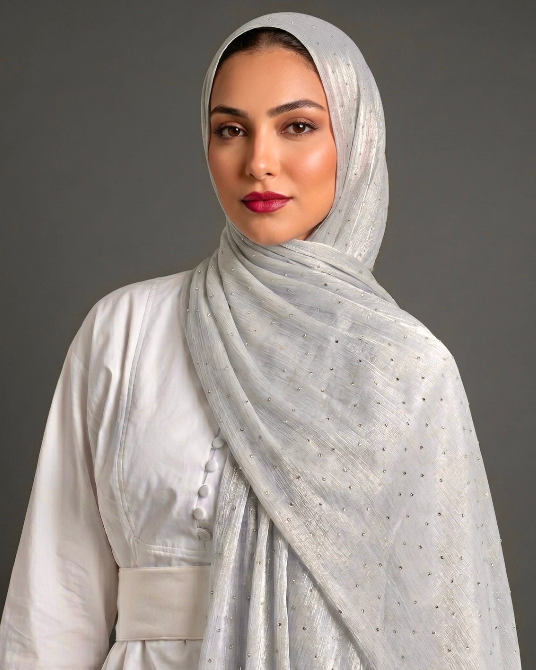 Stardust Organza Stoned Hijab - Silver