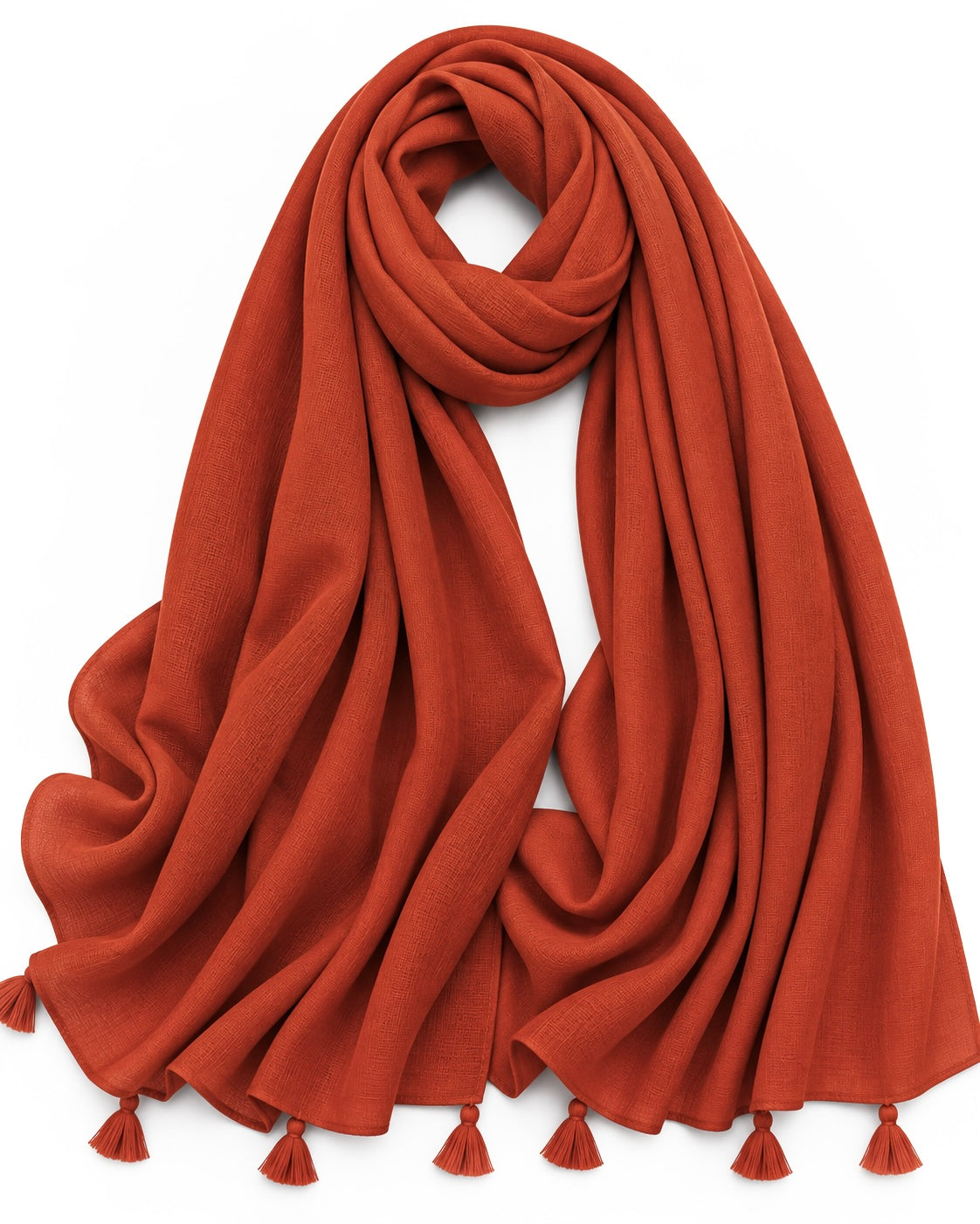 Plain With Tassels - Rust