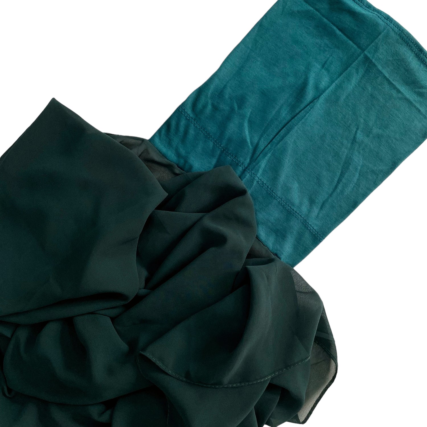 Georgette hijab with attach cap - Pine